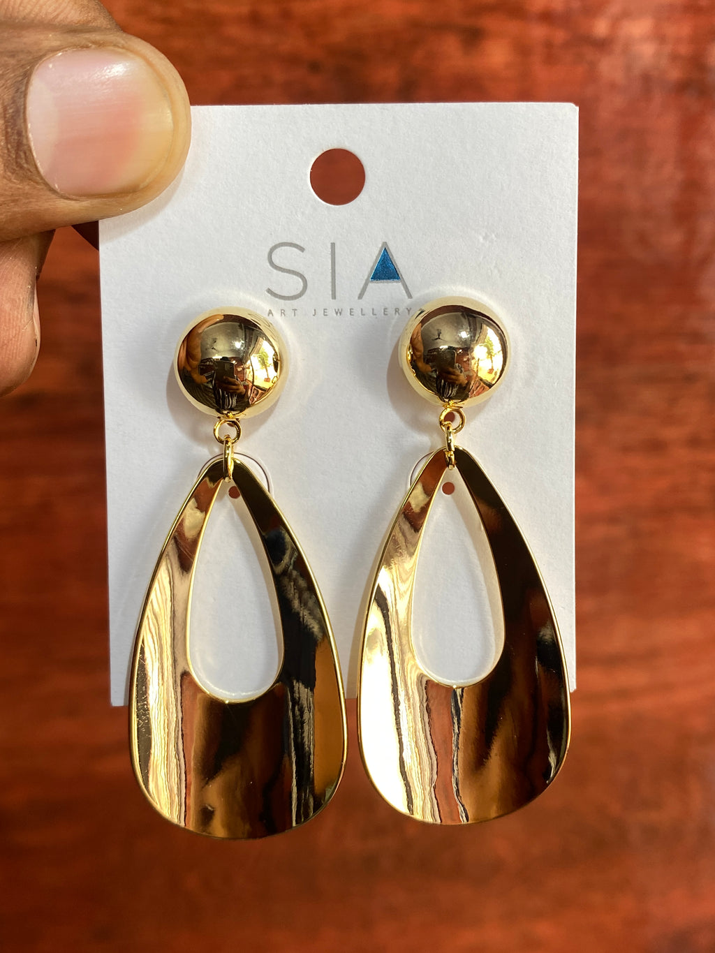 Luxe Hollow Teardrop Gold Statement Earrings