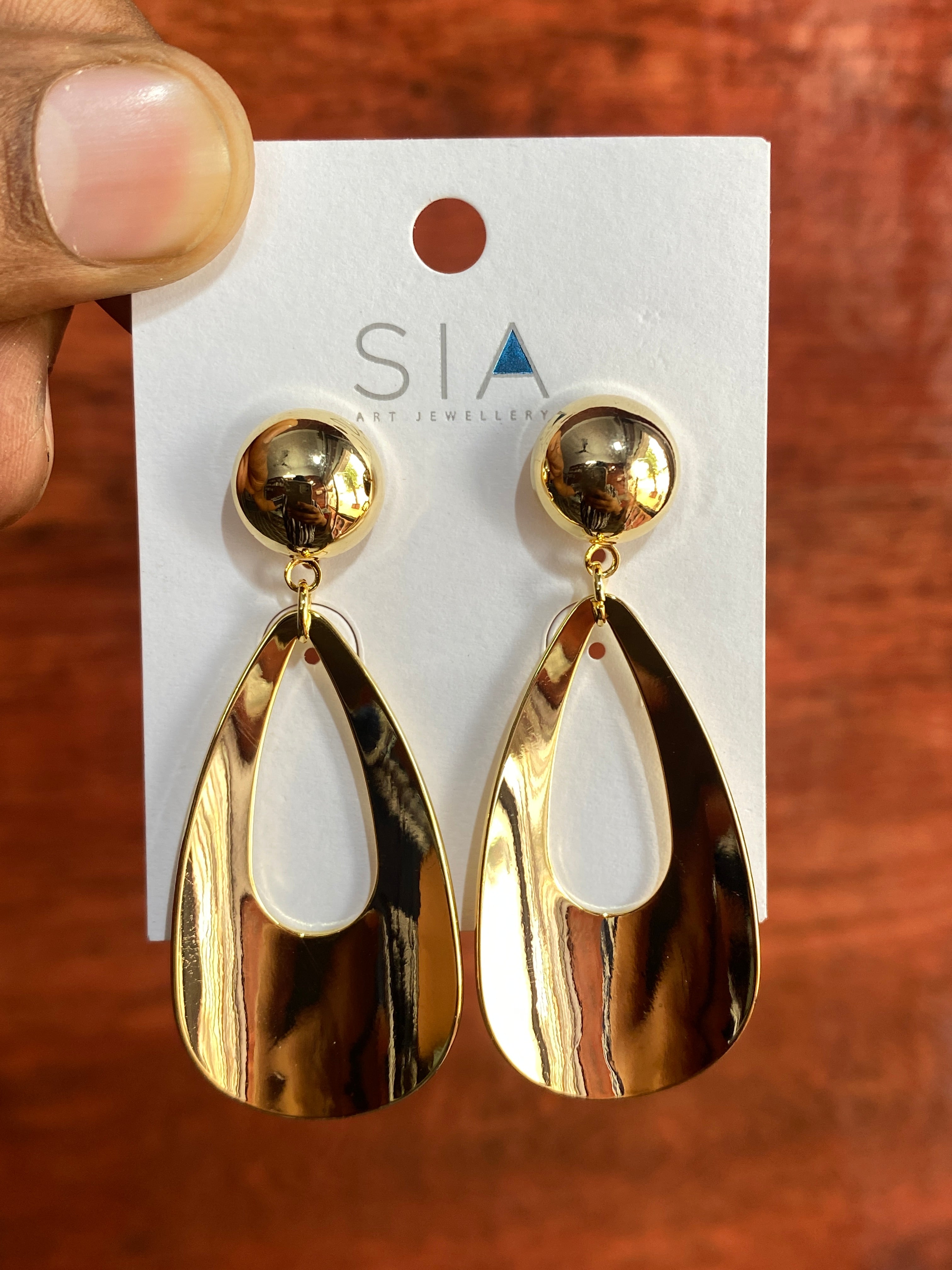 Luxe Hollow Teardrop Gold Statement Earrings