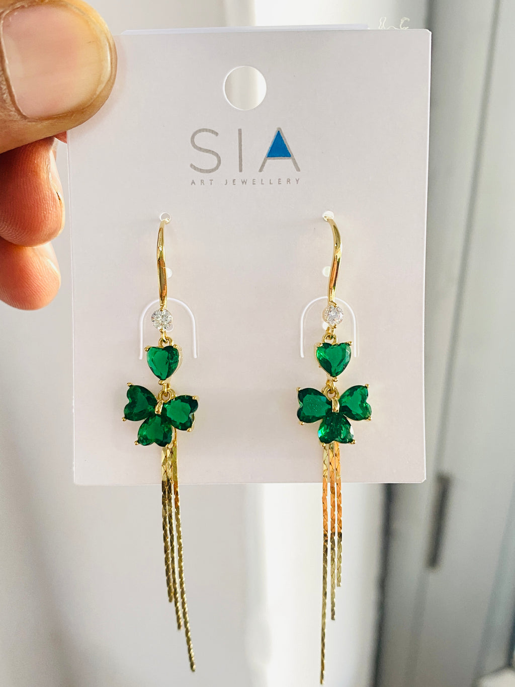 Emerald Green Butterfly Crystal Earrings for Women | Gold-Tone Dangle & Drop Earrings | Party Wear Fashion Jewellery