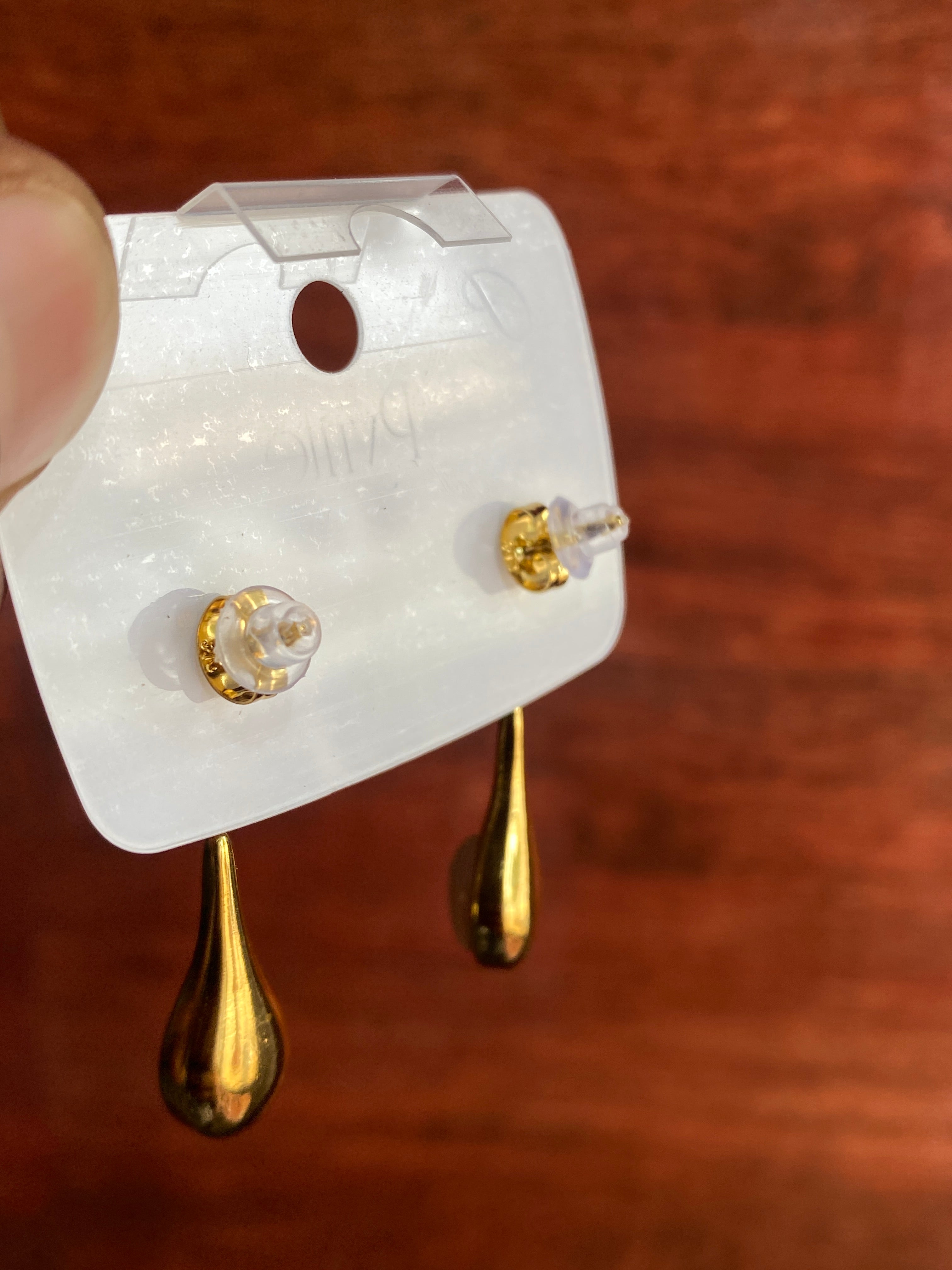 Golden Teardrop Cat’s Eye Stone Drop Earrings | Elegant Minimalist Gold-Plated Earrings for Women