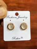 Elegant Gold-Tone Round Cat’s Eye Stone Stud Earrings for Women | Minimalist Daily Wear Earrings