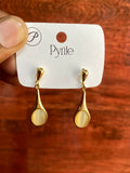 Golden Teardrop Cat’s Eye Stone Drop Earrings | Elegant Minimalist Gold-Plated Earrings for Women