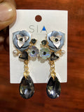 Elegant Blue Floral Crystal Drop Earrings for Women | Premium Statement Party Earrings | Lightweight Fashion Jewellery