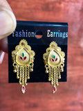 Elegant Gold-Plated Floral Tassel Earrings | Traditional Ethnic Dangler Earrings for Women
