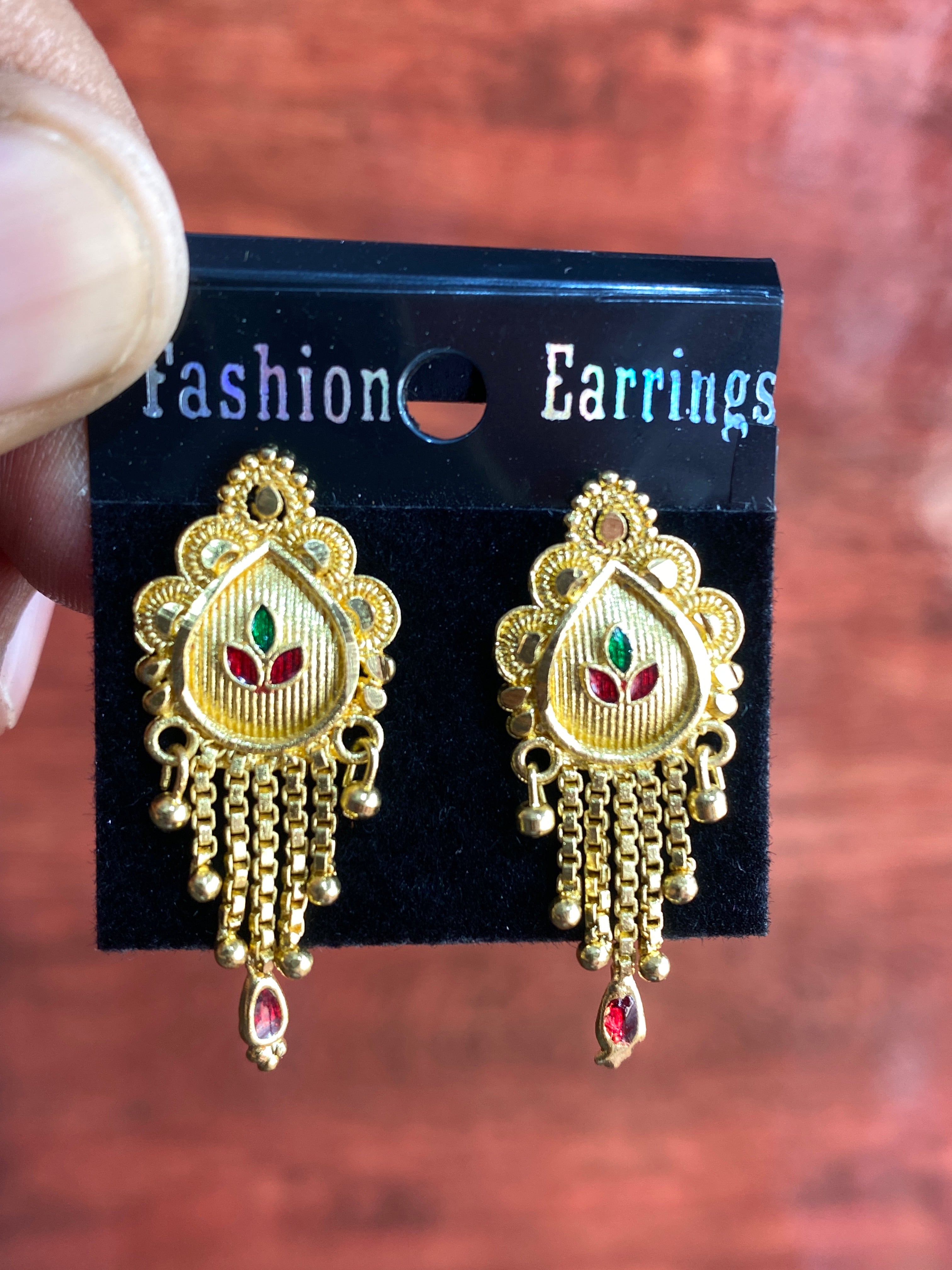Elegant Gold-Plated Floral Tassel Earrings | Traditional Ethnic Dangler Earrings for Women