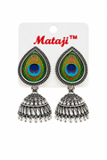 Peacock Feather Jhumka Earrings – No Fingers