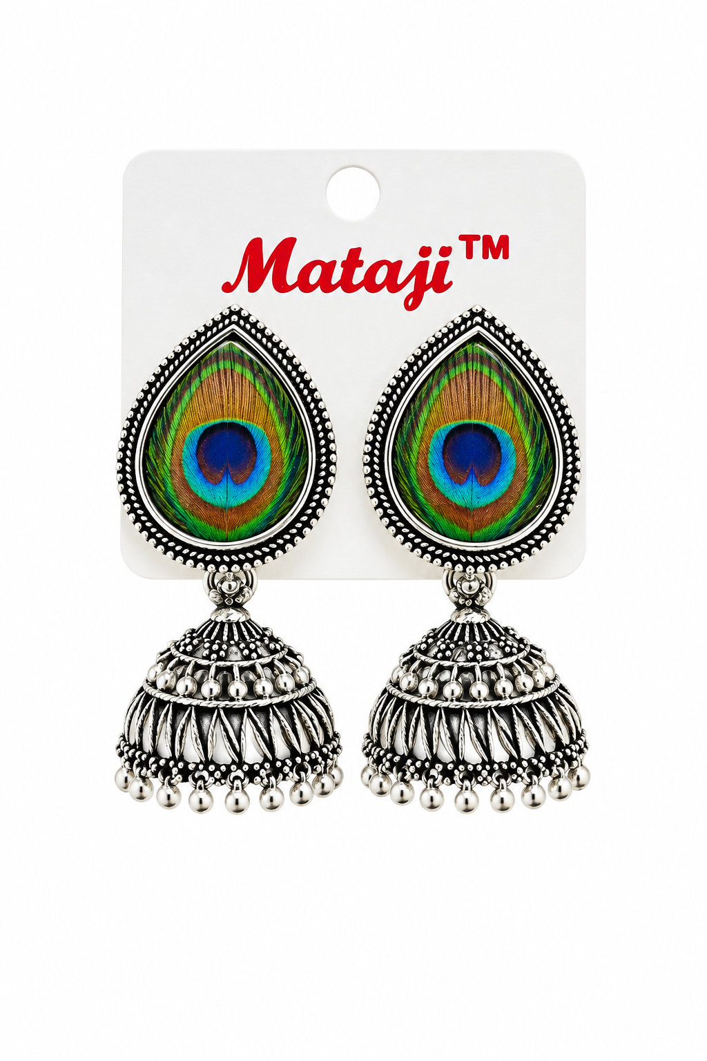 Peacock Feather Jhumka Earrings – No Fingers