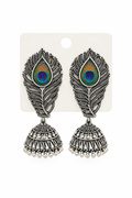 Peacock Feather Leaf Jhumka – No Fingers