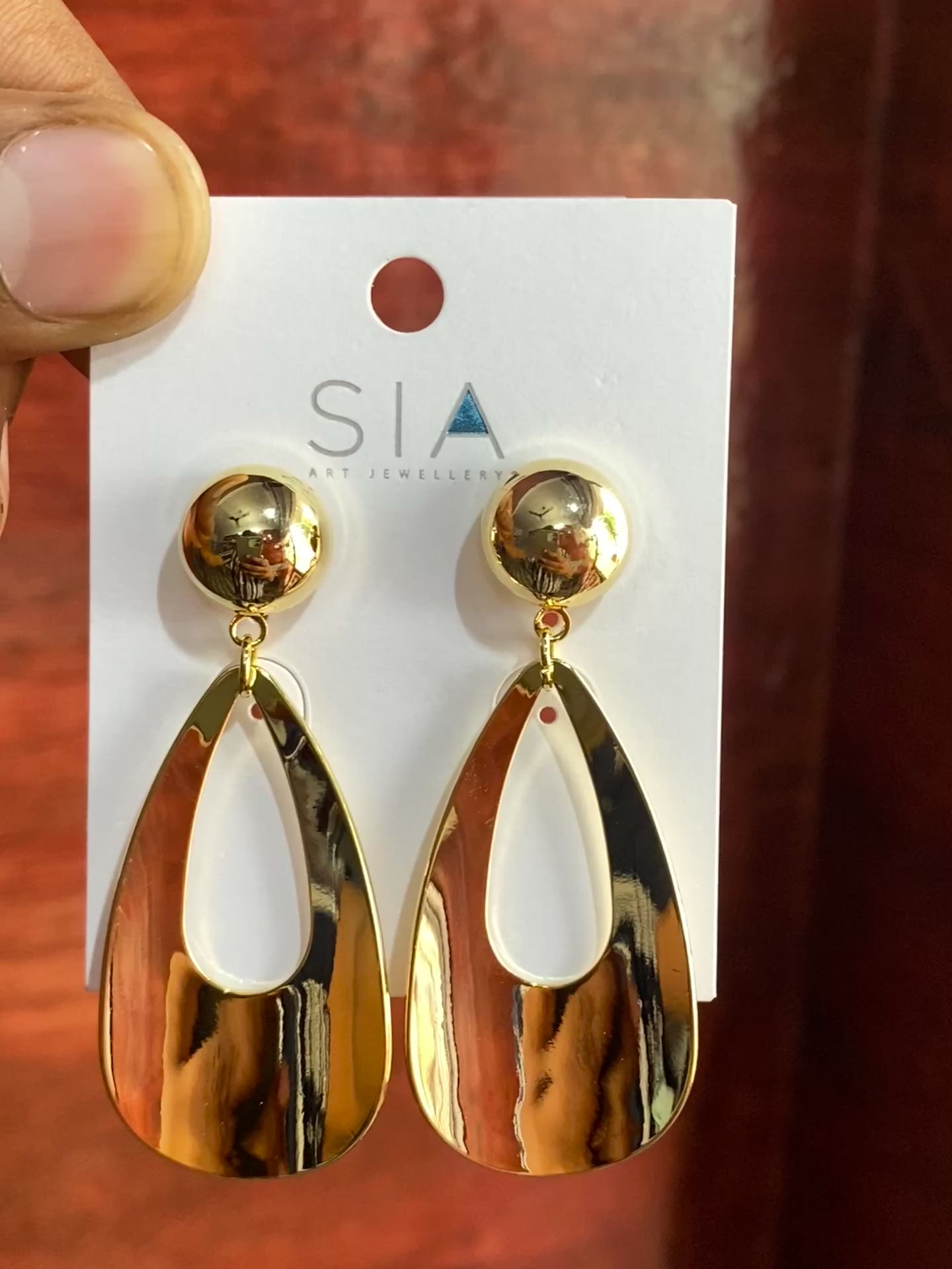 Luxe Hollow Teardrop Gold Statement Earrings