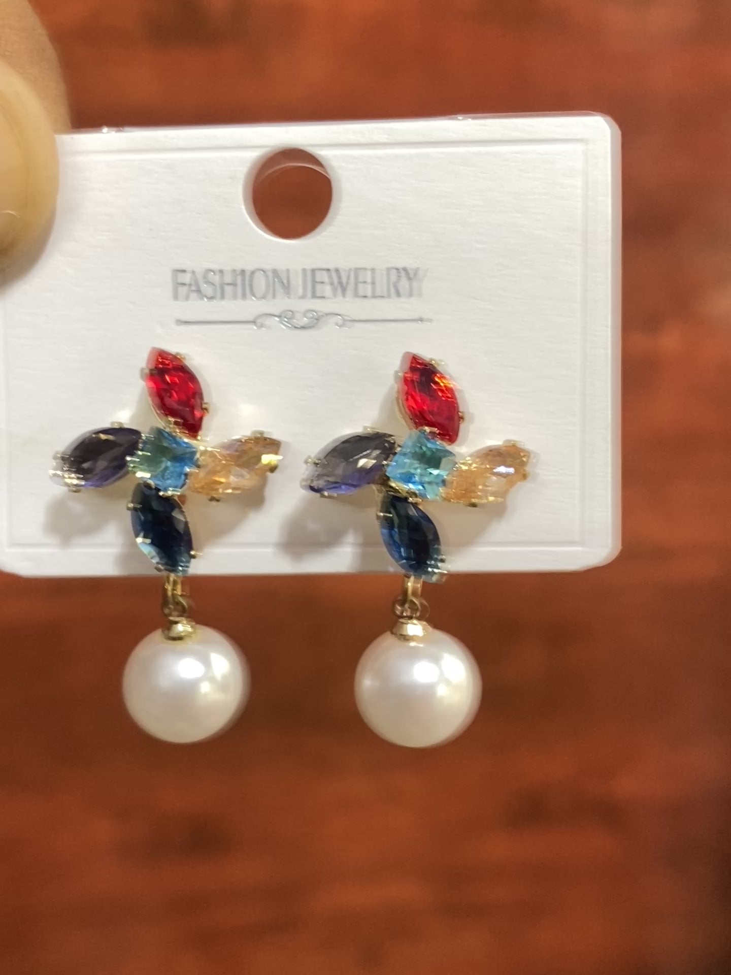 Multicolor Crystal Flower Pearl Drop Earrings for Women | Gold-Tone Party, Wedding & Festive Statement Earrings