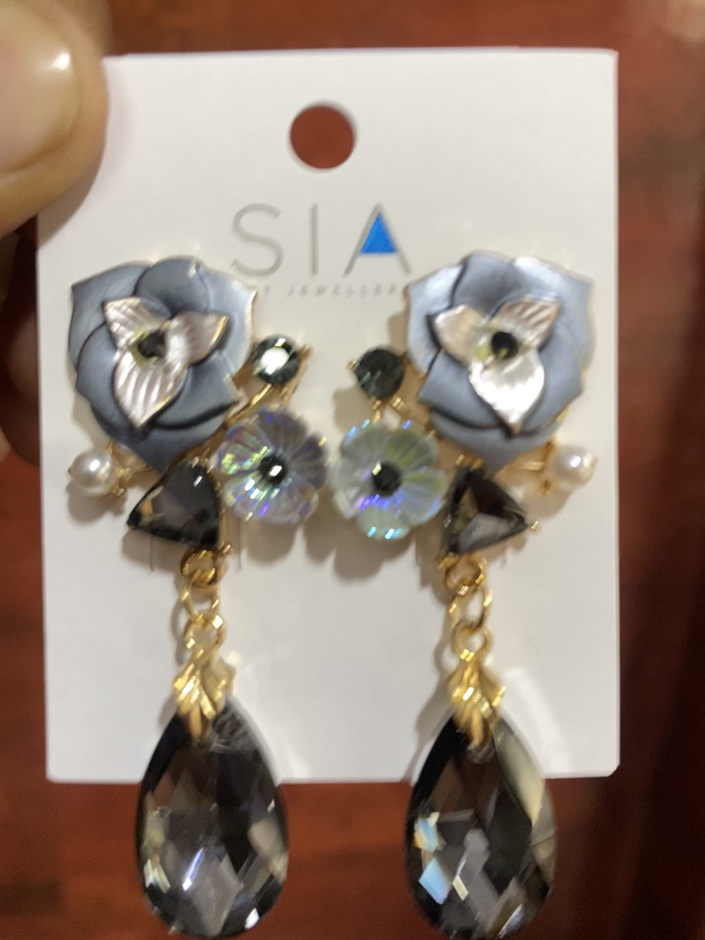 Elegant Blue Floral Crystal Drop Earrings for Women | Premium Statement Party Earrings | Lightweight Fashion Jewellery