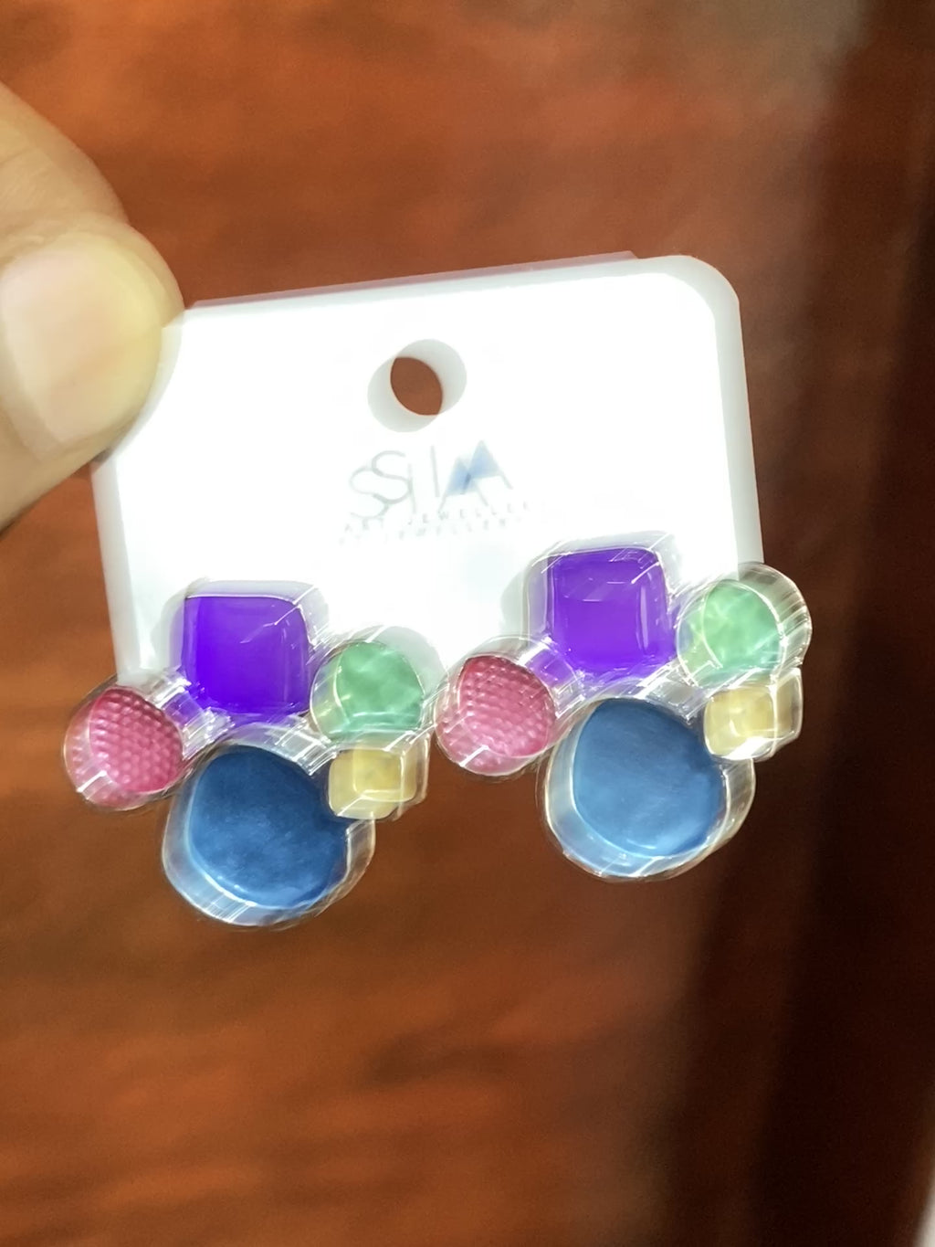 Candy Pop Geometric Stud Earrings – Multicolor Premium Statement Earrings for Women