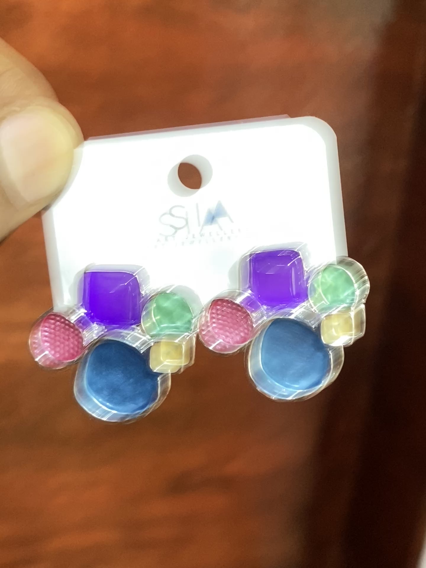 Candy Pop Geometric Stud Earrings – Multicolor Premium Statement Earrings for Women