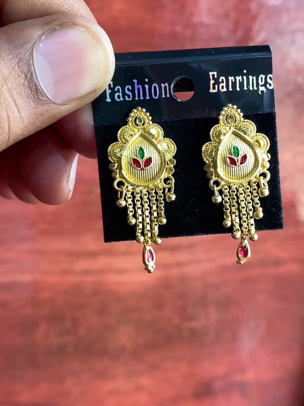 Elegant Gold-Plated Floral Tassel Earrings | Traditional Ethnic Dangler Earrings for Women