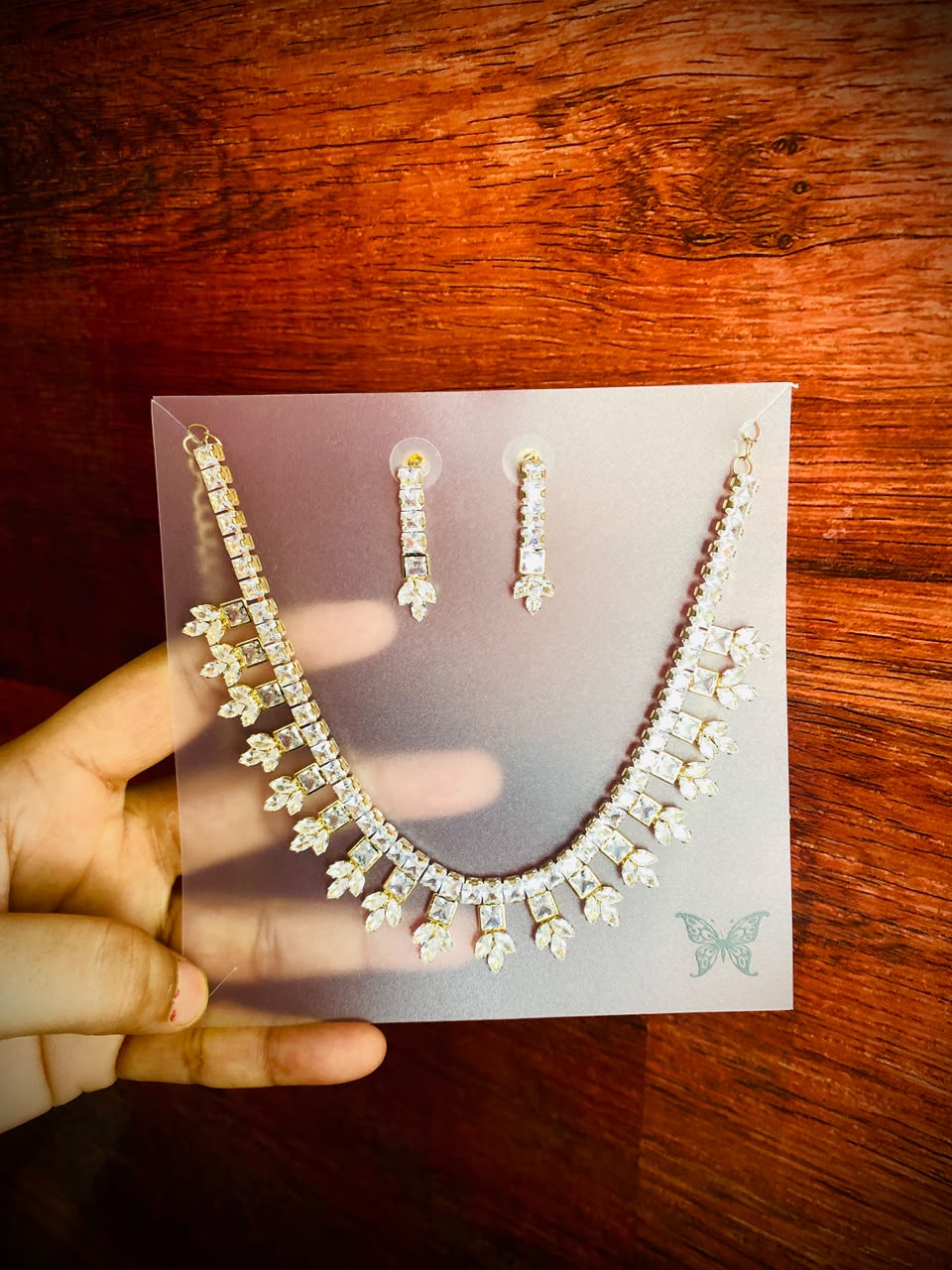 Crystal Cascade Statement Necklace & Earrings Set