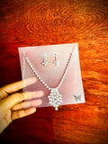 Crystal Bloom Pendant Necklace & Earrings Set