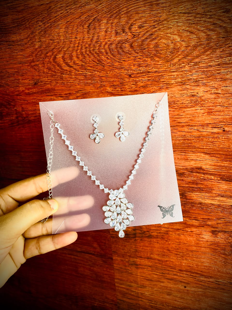 Crystal Bloom Pendant Necklace & Earrings Set