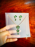 Emerald Blossom Crystal Necklace & Earrings Set