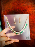 Elegant Teardrop Necklace with matching earrings - Green